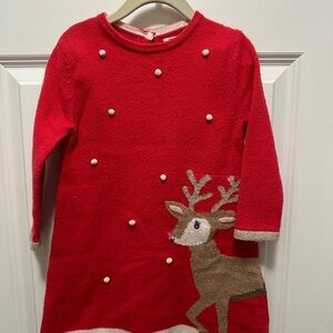 Adorable Baby Boden Reindeer Holiday Sweater Dress - Size 3-4Y